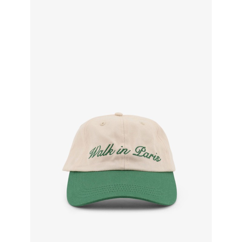 Denim hat with embroidery on the front