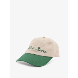 Denim hat with embroidery on the front