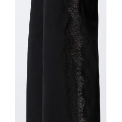 Denim trousers with lace detail on the side