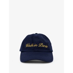 Denim hat with embroidery on the front