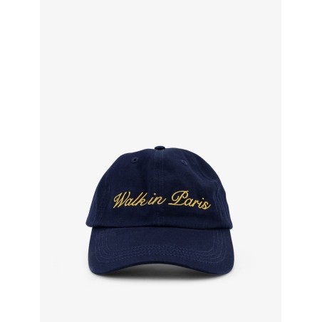 Denim hat with embroidery on the front