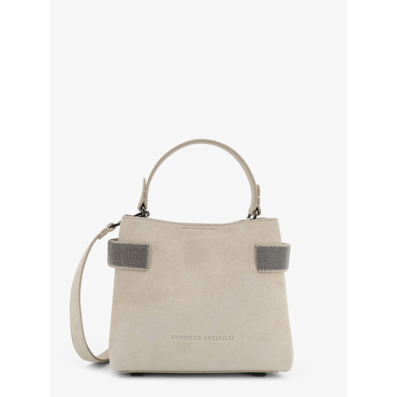 Suede shoulder bag with Monili detail