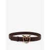 Leather belt with metal Love Birds logo