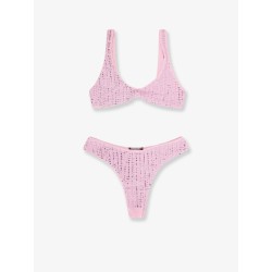 Bikini in nylon con strass all-over