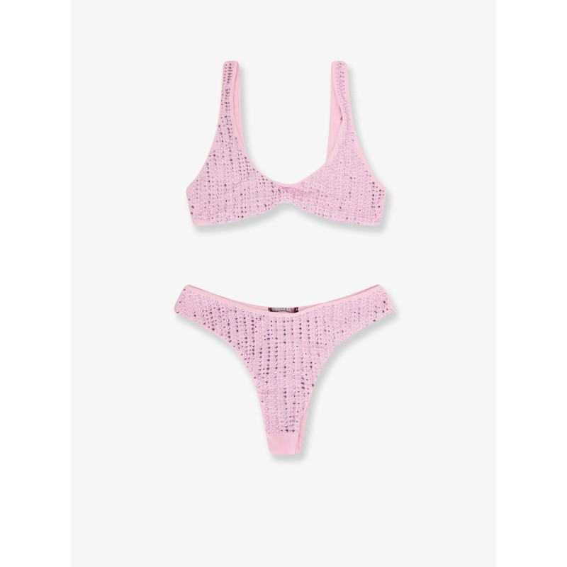 Bikini in nylon con strass all-over