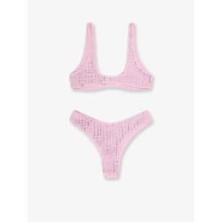 Bikini in nylon con strass all-over