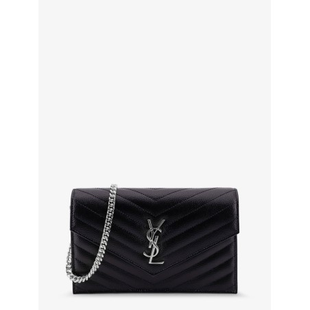 Envelope leather wallet crossbody bag with chain shoulder strap