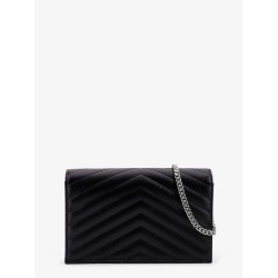 Envelope leather wallet crossbody bag with chain shoulder strap