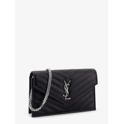 Envelope leather wallet crossbody bag with chain shoulder strap