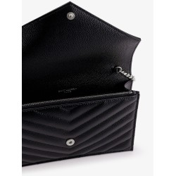 Envelope leather wallet crossbody bag with chain shoulder strap