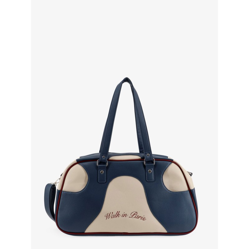 Leather crossbody bag with embroidered logo on the front