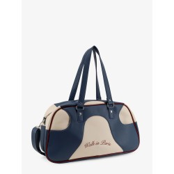 Leather crossbody bag with embroidered logo on the front