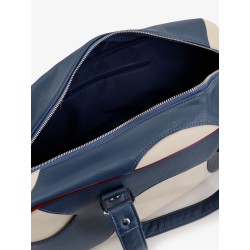 Leather crossbody bag with embroidered logo on the front