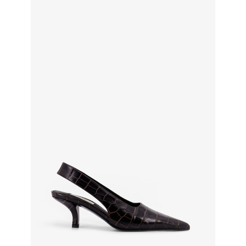 Leather slingback pumps with embossed Croco print