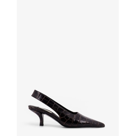 Leather slingback pumps with embossed Croco print