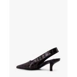 Leather slingback pumps with embossed Croco print