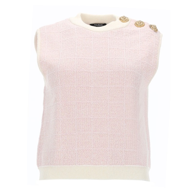 SLEEVELESS TOP WITH JEWEL BUTTONS