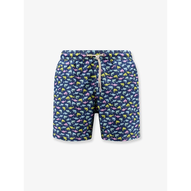 Nylon swim shorts with Shark Trouble print