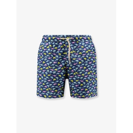 Nylon swim shorts with Shark Trouble print