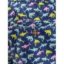 Nylon swim shorts with Shark Trouble print