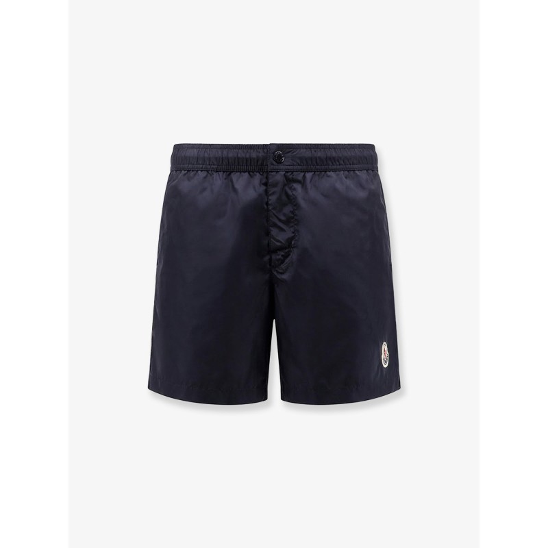 Nylon swim trunks with logo patch on the bottom