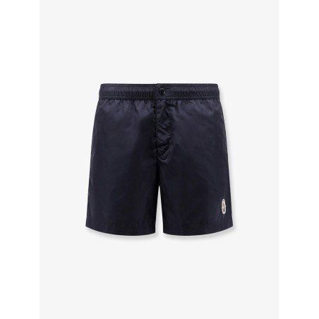 Nylon swim trunks with logo patch on the bottom