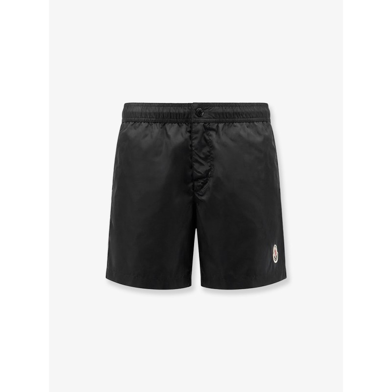 Nylon swim trunks with logo patch on the bottom