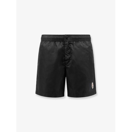 Nylon swim trunks with logo patch on the bottom