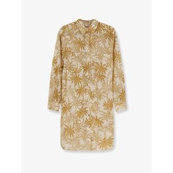 Long Panama cotton shirt with printed pattern