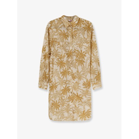 Long Panama cotton shirt with printed pattern