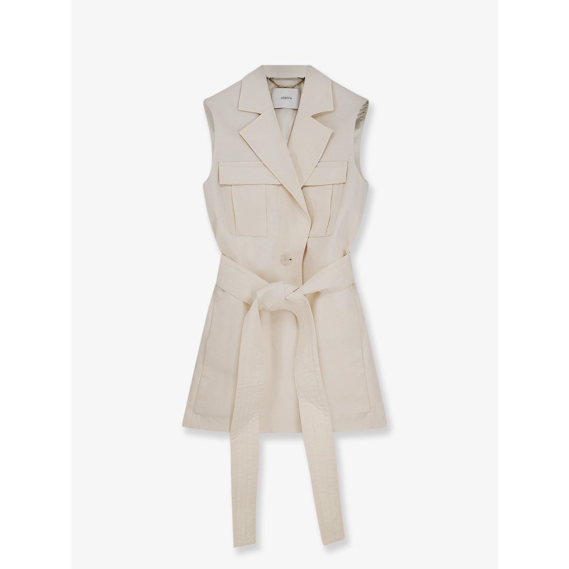 Diafa sleeveless cotton and linen blazer