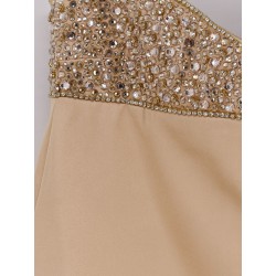 Shyla satin dress with rhinestones detail