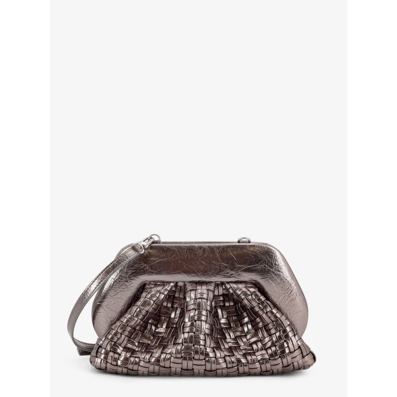 Laminated leather Tia shoulder bag with woven pattern
