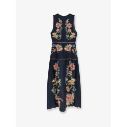 Maira long linen dress with floral print