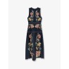 Maira long linen dress with floral print