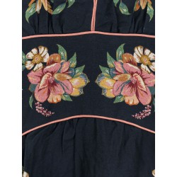 Maira long linen dress with floral print