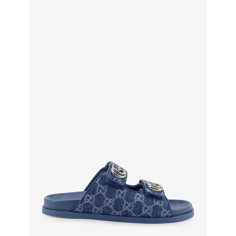 Laser GG denim sandals with all-over GG motif