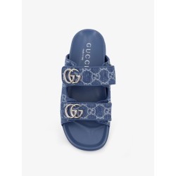 Laser GG denim sandals with all-over GG motif