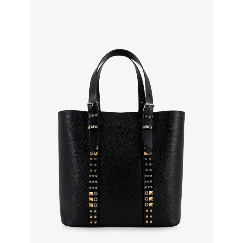 Leather shoulder bag with iconic studs
