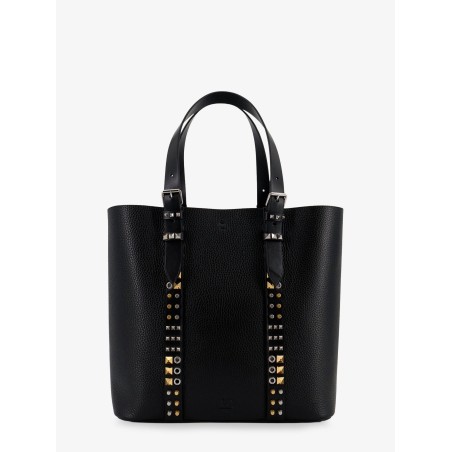 Leather shoulder bag with iconic studs