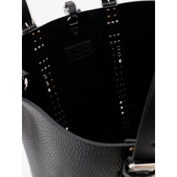 Leather shoulder bag with iconic studs