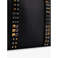 Leather shoulder bag with iconic studs
