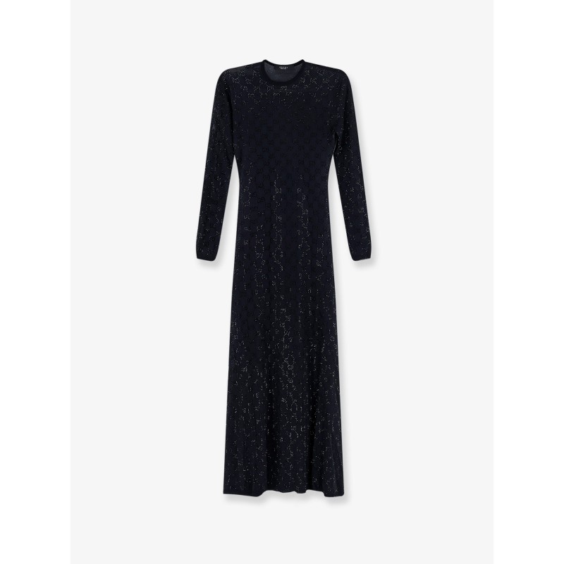 Long viscose dress with GG crystals