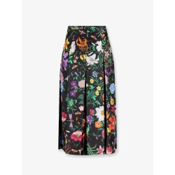 Silk midi skirt with Gucci Flora print