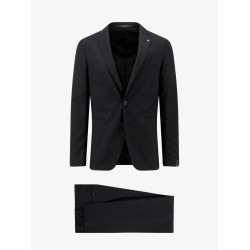 Virgin wool suit with removable iconic brooch