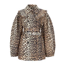 SHORT TRENCH COAT WITH LEOPARD PRINT