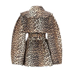 SHORT TRENCH COAT WITH LEOPARD PRINT