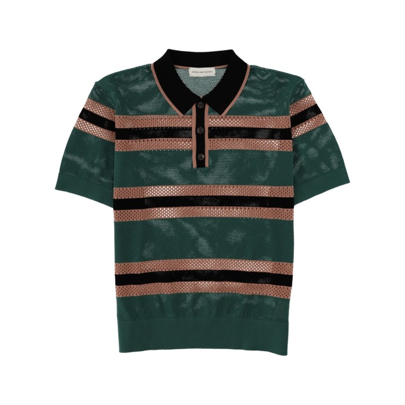 PERFORATED "MERCY STRIPE" POLO SHIRT