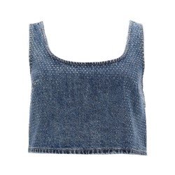 DENIM CROP TOP WITH RHINESTONES