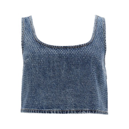 DENIM CROP TOP WITH RHINESTONES